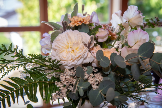 Port Townsend wedding floral centerpiece, flower design Port Townsend, wedding floral