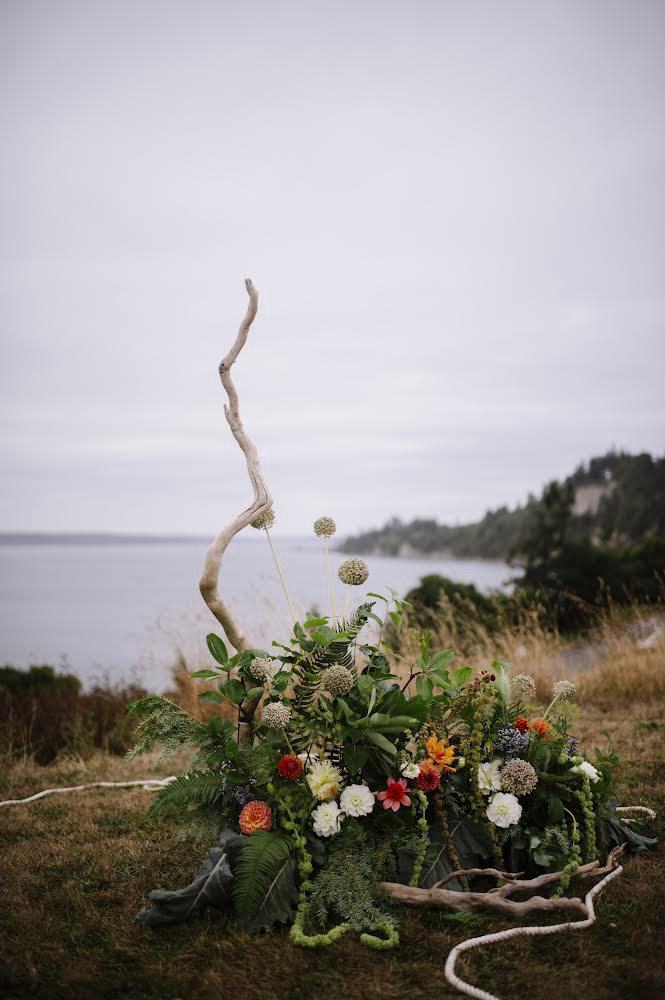 Grounded Ceremony Arch - Floral Installation - Fort Worden - Port Townsend - Locally Grown Wedding Floral Design