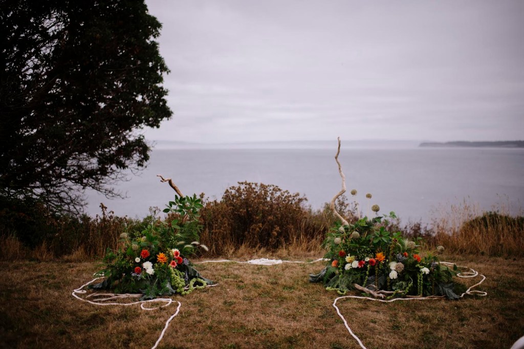 Grounded Ceremony Arch - Floral Installation - Fort Worden - Port Townsend - Locally Grown Wedding Floral Design