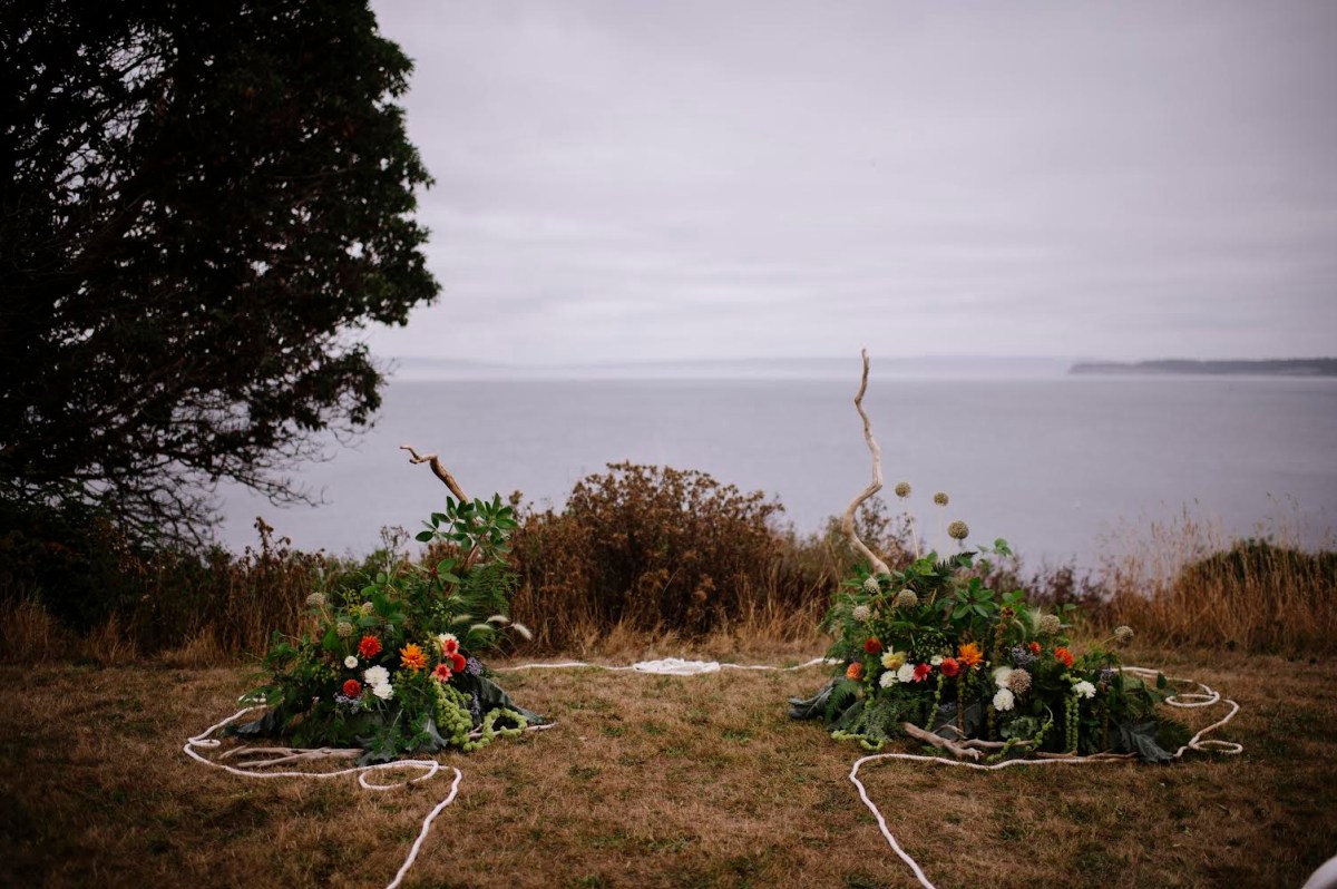 Grounded Ceremony Arch - Floral Installation - Fort Worden - Port Townsend - Locally Grown Wedding Floral Design