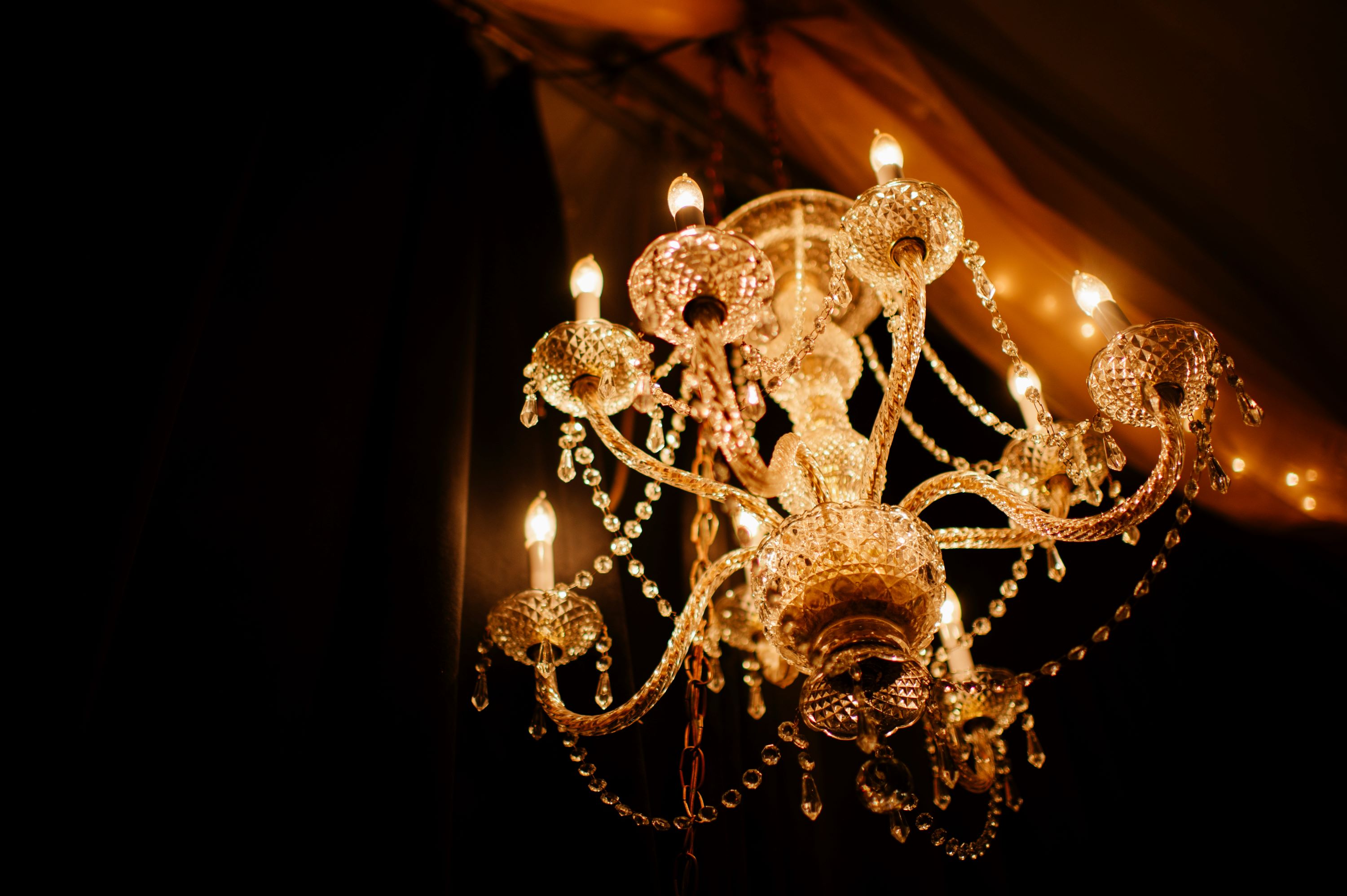 Chandelier Ceiling Ceremony - Event Decor - Port Townsend Wedding Styling